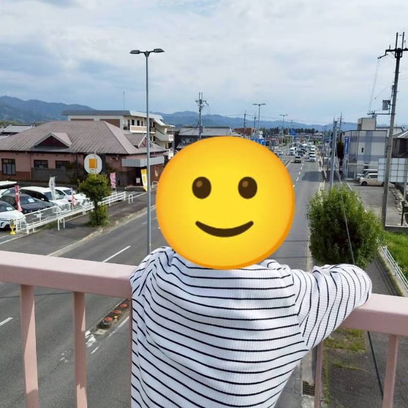 ベランダから街を眺めている様子